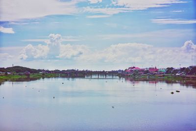 Scenic view of lake against sky