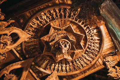 Low angle view of sculpture in building