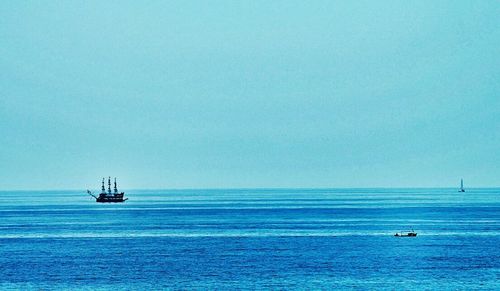 Boat sailing in sea