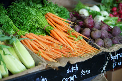 Vegetables for sale at market stall