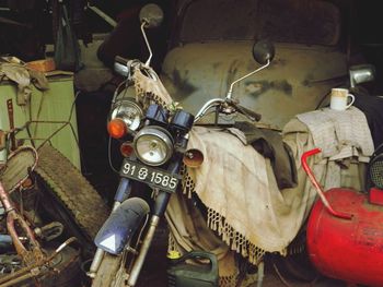 Old motorcycle in garage