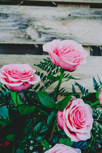 Close-up of pink rose bouquet