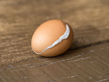 High angle view of egg on table