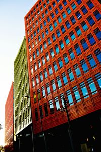 Low angle view of skyscraper against clear sky