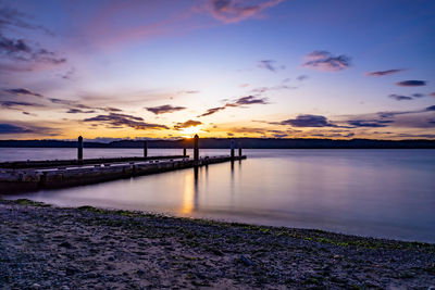 Scenic view of sea against sky at sunset