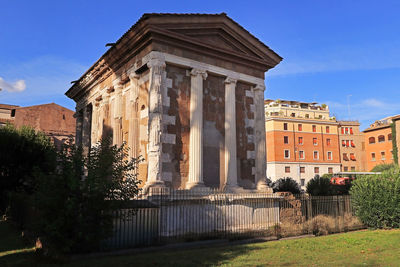 Exterior of historic building against sky