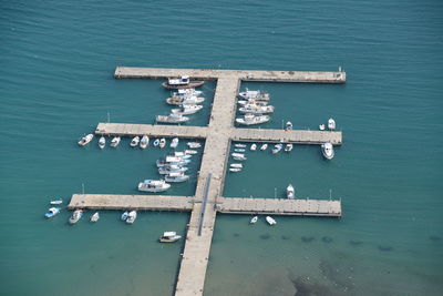 High angle view of ship in sea