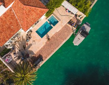 High angle view of swimming pool