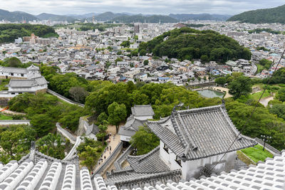 High angle view of townscape and buildings in town