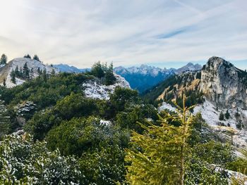 Scenic view of mountains against sky