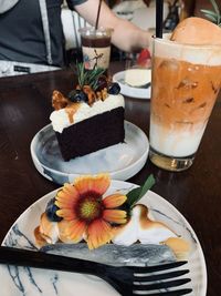 Close-up of ice cream in plate on table