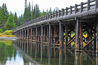 Bridge over lake against sky