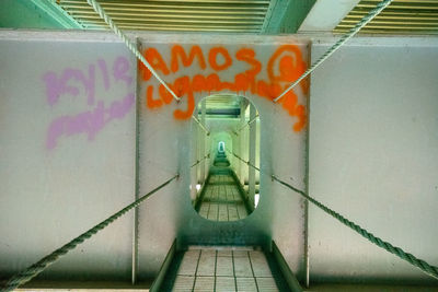 Graffiti on wall at subway station
