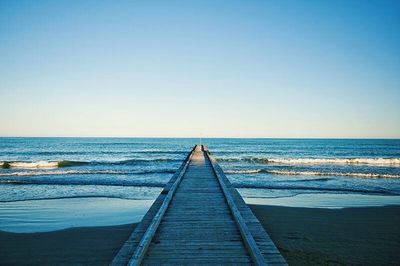 Scenic view of sea against clear sky