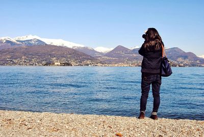Scenic view of sea against clear sky