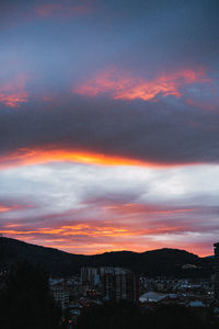 Silhouette buildings against sky during sunset