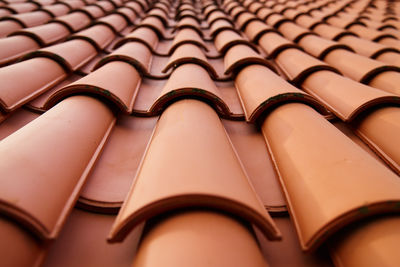 Red ceramic roof tiles pattern on building