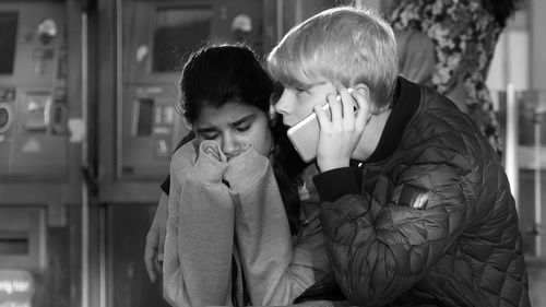 Couple kissing at home