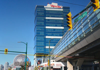 Modern buildings against clear sky