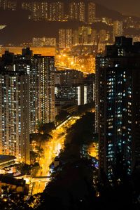 Illuminated city at night