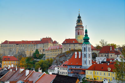 View of buildings in city against sky