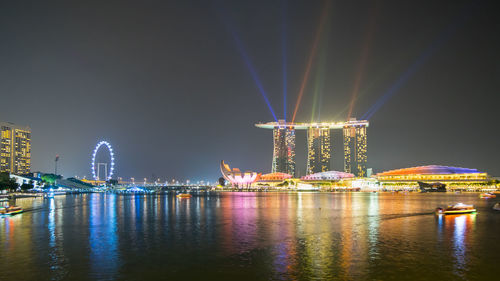 Illuminated city at night