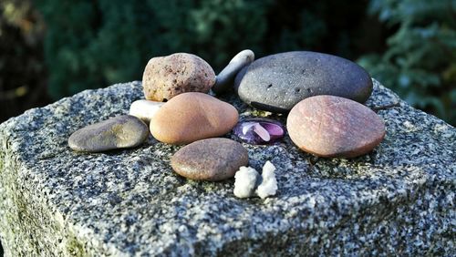 Close-up of stones on stones