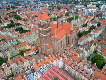 High angle view of buildings in city
