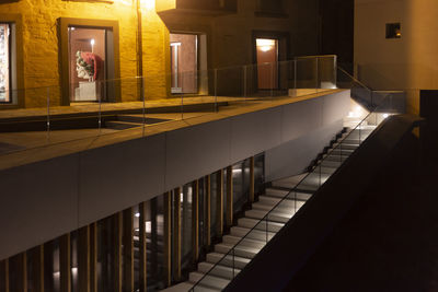 View of palazzo senza tempo and the staircase from the terrace in the night