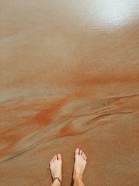 Low section of person standing on beach