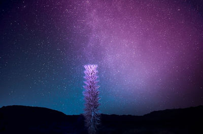 Silhouette landscape against sky at night