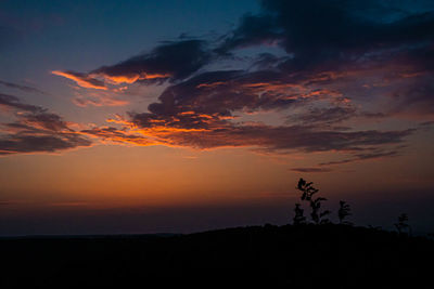 Scenic view of silhouette landscape against sky at sunset