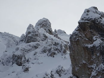 Scenic view of snowcapped mountains against clear sky