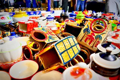 Close-up of various displayed for sale
