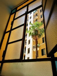 Low angle view of house window