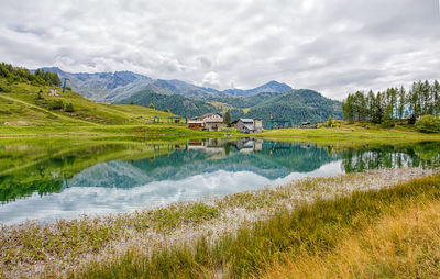 Scenic view of lake against sky