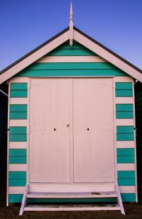 View of built structure against clear blue sky