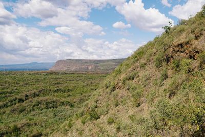 Scenic volcanic crater against sky, menengai crater in nakuru, kenya