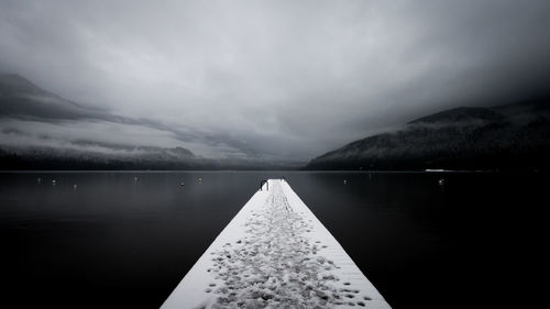 Close-up of lake against sky