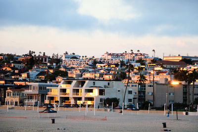 High angle view of buildings in city