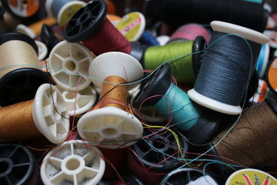 Close-up of various objects on table