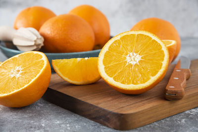 Close-up of oranges on table