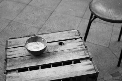 High angle view of drink on table