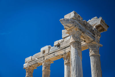 An antique ruined city of columns.ruin. view of the ancient city in side, turkey.