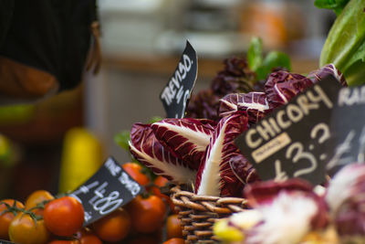 Close-up of vegetables for sale in market