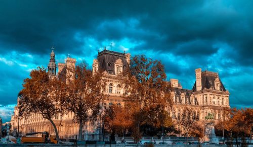 View of buildings against cloudy sky