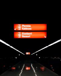 Road sign at night