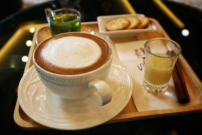 Close-up of coffee cup on table