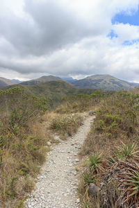 Scenic view of landscape against cloudy sky