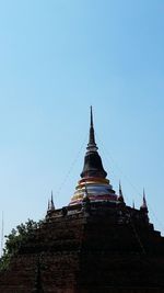 Low angle view of pagoda against sky